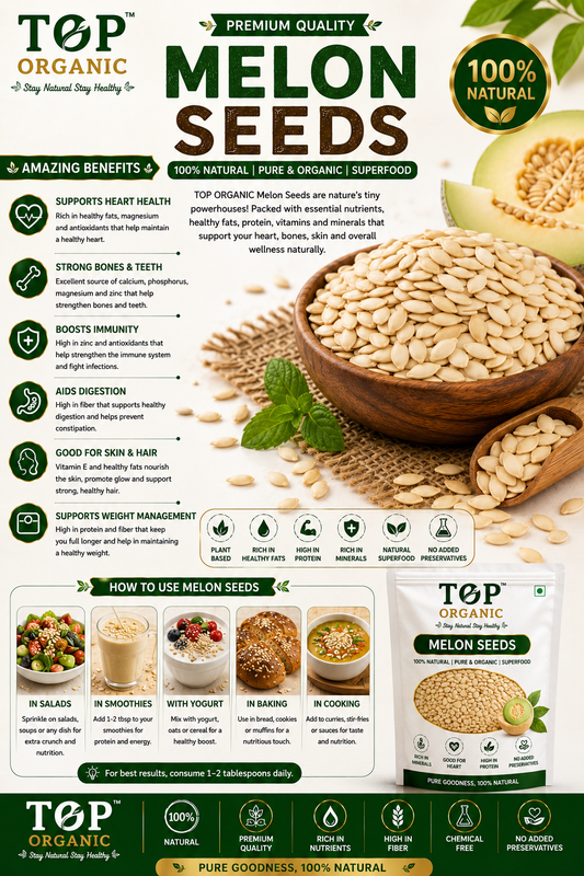 TOP ORGANIC Premium Melon Seeds 250g Jar | 100% Natural & Healthy Seeds