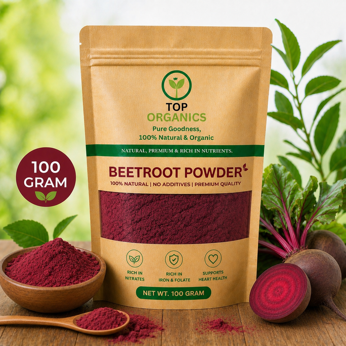 TOP ORGANIC Premium Beetroot Powder 100g | 100% Natural Beet Root Powder