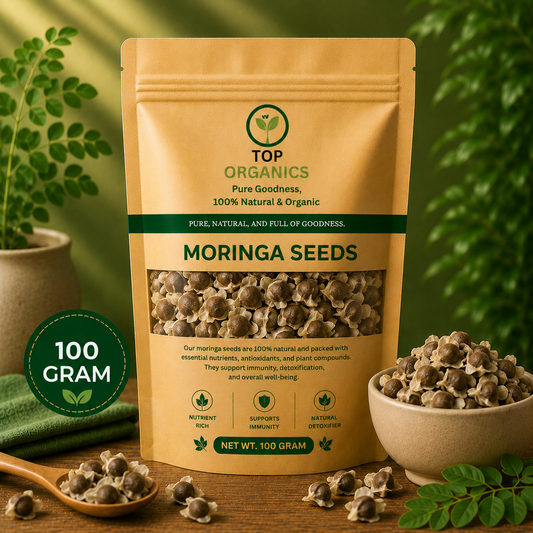 TOP ORGANIC Premium Moringa Seeds 100g | 100% Natural & Premium Quality