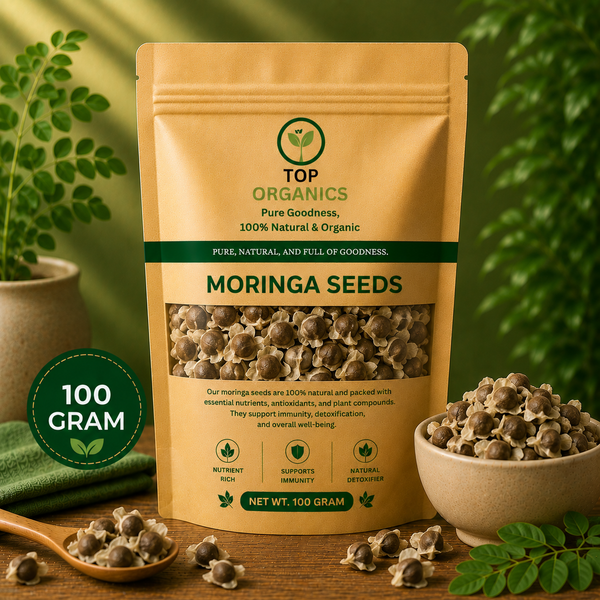 TOP ORGANIC Premium Moringa Seeds 100g | 100% Natural & Premium Quality