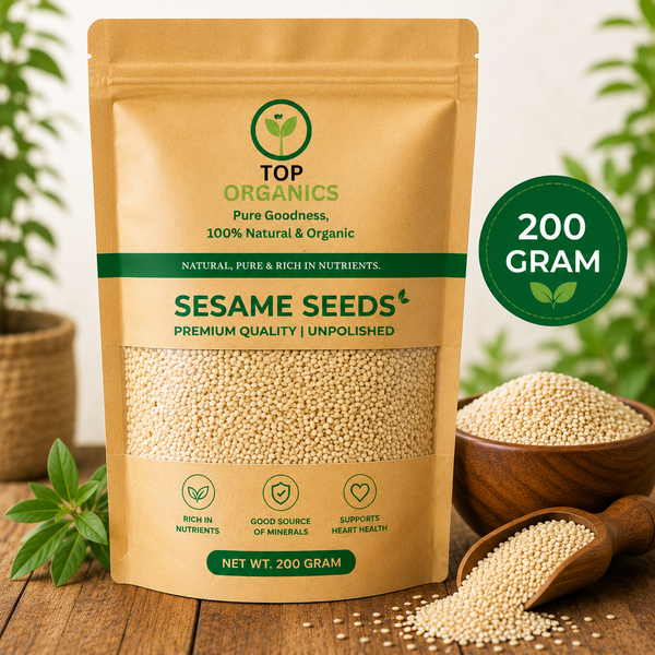 TOP ORGANIC Premium Sesame Seeds 200g | 100% Natural & Organic Til Seeds