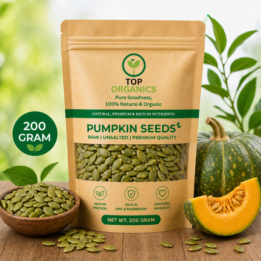TOP ORGANIC Premium Pumpkin Seeds 200g | 100% Natural & Healthy Snack