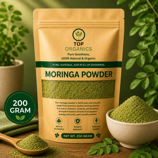 TOP ORGANIC Premium Moringa Powder 200g | 100% Natural Moringa Leaf Powder