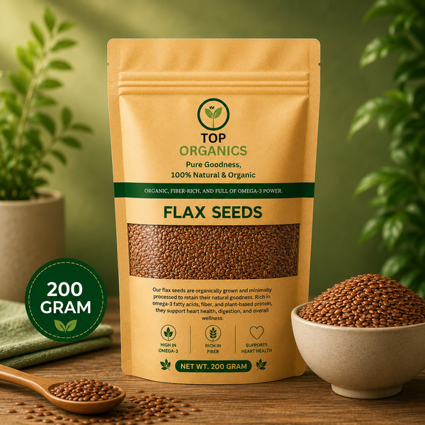 TOP ORGANIC Premium Flax Seeds 200g | 100% Natural & Organic Superfood