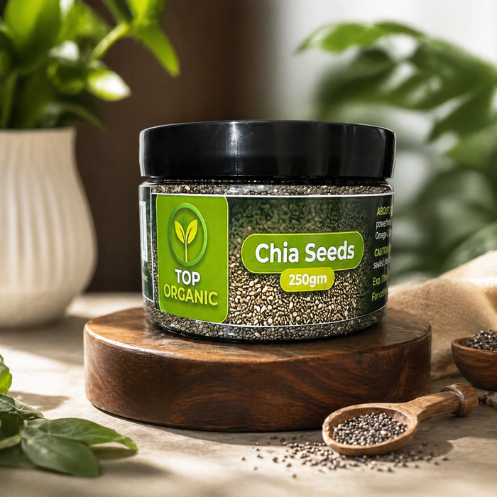TOP ORGANIC Premium Chia Seeds 250g Jar | 100% Natural & Organic Superfood
