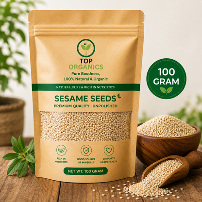 TOP ORGANIC Premium Sesame Seeds 100g | 100% Natural & Organic Til Seeds