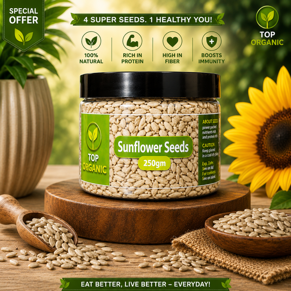 TOP ORGANIC Premium Sunflower Seeds 250g Jar | 100% Natural & Healthy Seeds