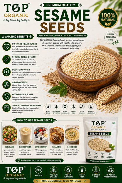 TOP ORGANIC Premium Sesame Seeds 200g | 100% Natural & Organic Til Seeds