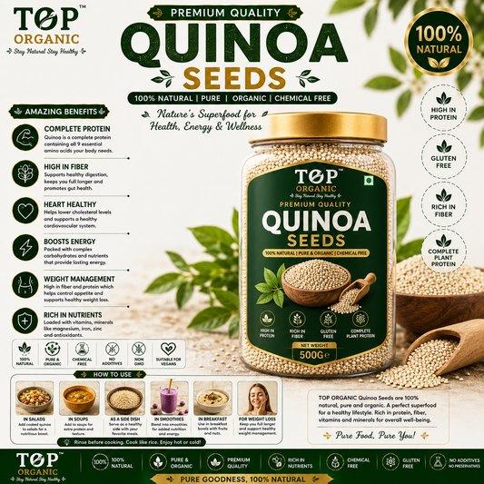 TOP ORGANIC Premium Quinoa Seeds 100g | 100% Natural Quinoa | Healthy Superfood