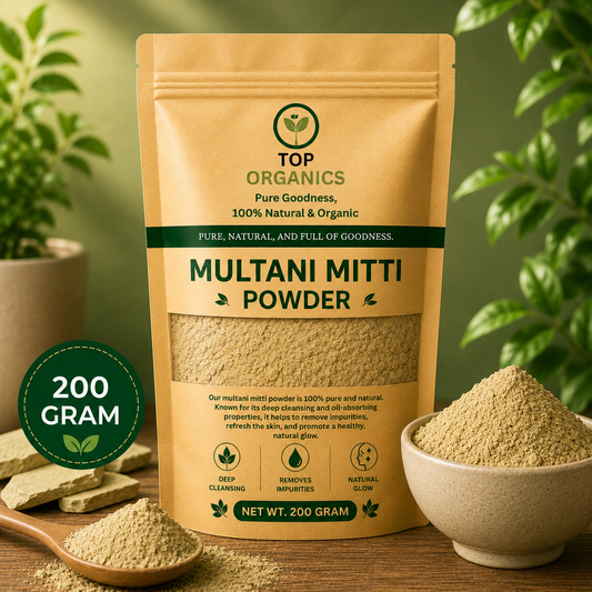 TOP ORGANIC Premium Multani Mitti Powder 200g | 100% Natural Fuller’s Earth