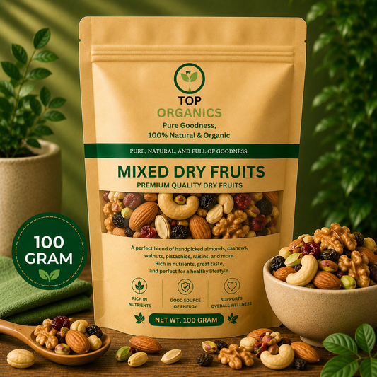 TOP ORGANIC Premium Mixed Dry Fruits 100g | Natural Assorted Nuts & Dry Fruits