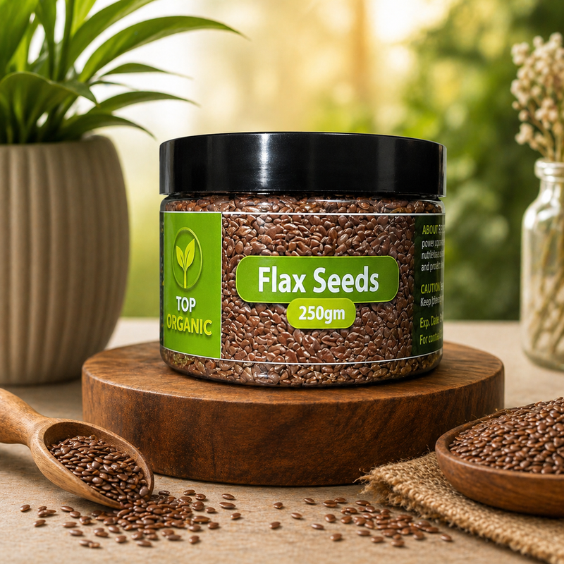 TOP ORGANIC Premium Flax Seeds 250g Jar | 100% Natural & Organic Superfood